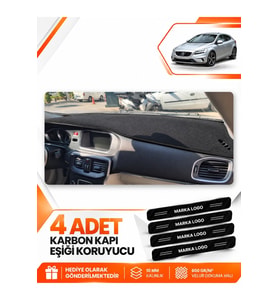 VOLVO V40 (2012-2019) Uyumlu Ön Torpido Koruma Kılıfı Halısı - Siyah