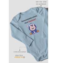 Anneannemin Evinde Diyet Yapılmaz! Baskılı Bebek Zıbını – Çıtçıtlı Body  %100 Pamuk Uzun Kol (Bebek Mavisi)