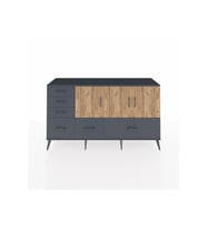 Kronos Konsol 4 Raflı 6 Çekmeceli 3 Kapaklı 176x59x99 Antrasit-Çam/Antrasit