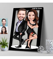 kişiye özel karikatür tablo james bond cift
