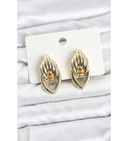 Pirinç Gold Renk Sarmal Damla Model Vintage Kadın Küpe - TJ-BKP11638