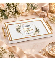 BK Gift Kişiye Özel Beyaz&Gold Söz Nişan Tepsisi-5 - 39x23 cm