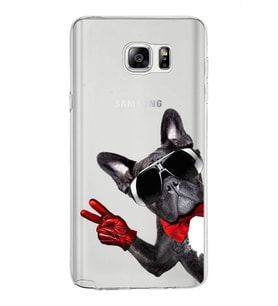 PrintiFy Samsung Galaxy Note 5 ile Uyumlu 1mm Slim Fit Köpek 2 050e Baskılı Şeffaf  Kılıf