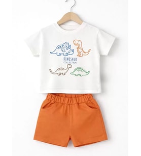 Northcity 6/24 Ay Dino Baskılı Basic Bebek Takımı - Antialerjik Kumaş ve ÇİMA Dikişli Güvenli Moda