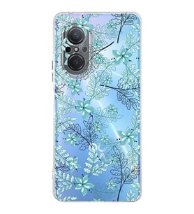 Huawei Nova 9 Se  Kamera korumalı Kapak Floral Su Yeşili Tasarımlı  Şeffaf Kılıf