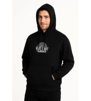 Erkek Üç İplik Kapüşonlu Ön Ve Arka Baskılı SweatShirt Hoodie - Siyah