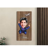 BK Gift Kişiye Özel Paraşüt Karikatürlü Kabartma Figürlü Ahşap Tablo-1 Arkadaşa Hediye, Sevgiliye Hediye, Duvar Dekoru