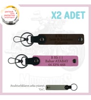 Motosiklet Aşıklarına İsim Plaka ve B Rh (-) Kan Grubu, Acil Durum Anahtarlığı x2, K Kahve-Pembe-Gr