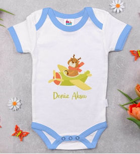 BK Kids Kişiye Özel Mavi Bebek Body Zıbın - Model 187