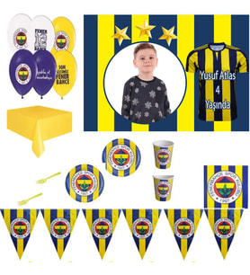 Afiş Hediyeli Fenerbahçe Doğum Günü Süsleri Parti Seti 8 Kişilik Parti Malzemeleri-