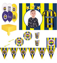 Afiş Hediyeli Fenerbahçe Doğum Günü Süsleri Parti Seti 8 Kişilik Parti Malzemeleri-