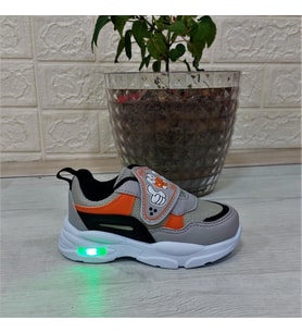 M.P One 3127 Gri-Siyah Işıklı Fuspetli Bebe Spor Ayakkabı (Gri - Siyah)