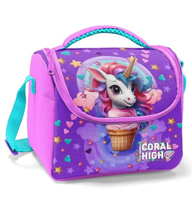 Coral High Kız Çocuk Termoslu Beslenme Çantası - Mor Pembe Dondurma Unicorn, Kız Çocuk (Çok Renkli)