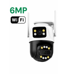 6MP Çift Lens WiFi IP Güvenlik Kamerası 360° PTZ Hareket Takipli Gece Görüşlü IP66 Su Geçirmez Sesli Alarm 2 Yönlü Konuşma
