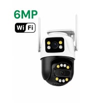 6MP Çift Lens WiFi IP Güvenlik Kamerası 360° PTZ Hareket Takipli Gece Görüşlü IP66 Su Geçirmez Sesli Alarm 2 Yönlü Konuşma