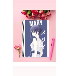 Mary Anime Defter 1 Adet Özel Tasarım A4 Boyutu Telli Çizgili Defter 21*29 Cm