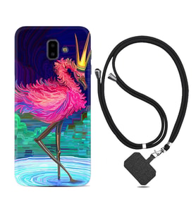 Samsung J6 Plus J7 Prime J7 Pro M20 Kılıf Boyun Askılı Silikon Queen Flamingo 1748