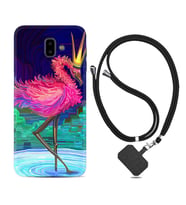 Samsung J6 Plus J7 Prime J7 Pro M20 Kılıf Boyun Askılı Silikon Queen Flamingo 1748