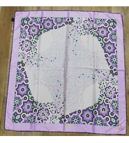 Mandala Desen Black Seri Twill Eşarp Eşarp Askısı ile Birlikte 90x90 cm Lila Mor