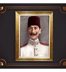 Altın Varaklı Çerçeveli Paspartulu Atatürk Tablo z4715 (Gold)