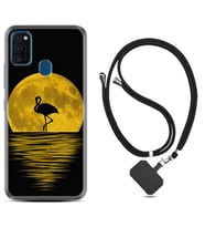 Samsung M21 M22 M23 M30 M31S M32 Kılıf Boyun Askılı Silikon Ay ve Flamingo 1775