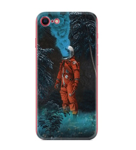 Apple iPhone 5 6 7 8 Plus Se XR Kılıf Desemli Silikon Astronot Smoke 1769