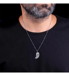 925 Ayar Gümüş Kanat Desenli Erkek Kolye