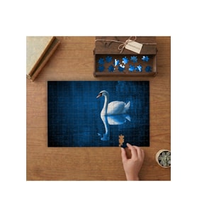 Beyaz Kuğu Tasarımı 240 parça Ahşap Puzzle Ahşap Kutuda MP04005