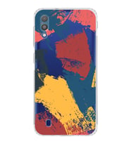 Samsung Galaxy M10 Uyumlu Kamera Korumalı Kapak Brushstroke Tasarımlı  Şeffaf  Kılıf
