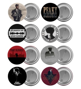 Peaky Blinders Çanta Rozeti Seti 8 Adet En Büyük Boy 5.8cm İğneli Broş