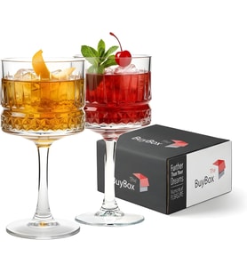 büyük cam bardak, Vintage Coupe bardakları, büyük kare şarap bardakları. Kokteyl, şampanya, margarita, bira bardakları. Uzun saplı 2 bardaktan oluşan set (500 ml)