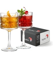 büyük cam bardak, Vintage Coupe bardakları, büyük kare şarap bardakları. Kokteyl, şampanya, margarita, bira bardakları. Uzun saplı 2 bardaktan oluşan set (500 ml)