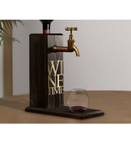 BK Gift Aynalı Altın Kabartma Musluklu Doğal Siyah(Ebony) Ahşap Şarap Standı, Home Bar, İçecek Dispenseri, Ahşap İçecek Çeşmesi-10