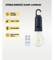 Güneş Enerjili Kamp Lambası Kumandalı LED Ampul Uzun Yanma Süreli Taşınabilir Aydınlatma