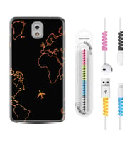Samsung Note 3 4 5 8 9 20 Ultra 10 Lite Kılıf Kablo Koruma Spiral Silikon Harita ve Uçak 1777