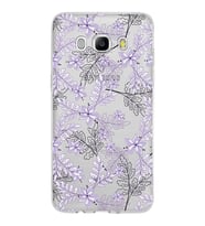 Samsung Galaxy J5 2016 Kapak Floral Lila Tasarımlı Şeffaf Silikon Kılıf