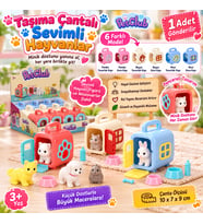 Taşıma Çantalı Sevimli Hayvanlar Seti Mini Hayvan Figürü ve Aksesuarları 1 Adet