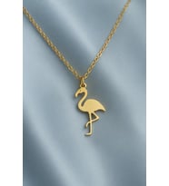 Kişiye Özel 925 Ayar Gümüş Flamingo Kolye (Gold)