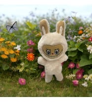 Mini Krem Tavşan Kostümlü Labubu Peluş Oyuncak