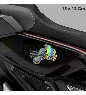 Biker On Board Motosiklet Var Hologram Oto Motosiklet Sticker Etiket Çıkartma Yapıştırma 15 x 12 Cm