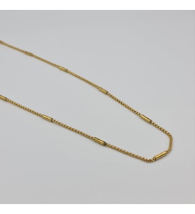 Unisex Gold Renk Çelik İnce Silindir Detaylı Doç Model Zincir Kolye 60 cm - Kararmaz Suya Dayanıklı