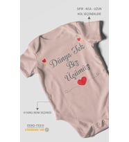Dünya tek biz üçümüz Kısa Kollu Bebek Body %100 Pamuk