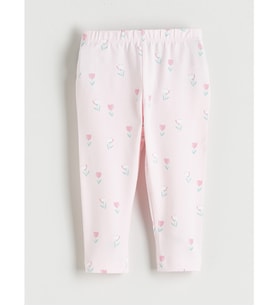 LCW baby Pembe Beli Lastikli Çiçekli Kız Bebek Tayt
