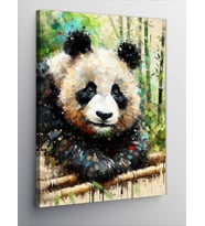 Kanvas Tablo Bambu Tutan Panda