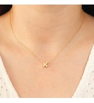 K Harfli Minimal 14 Ayar Altın Kolye