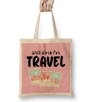funny Travel gift design lover-Trippin Wanderlust Journey Adventurer Vacation Bez Çanta Uzun Saplı