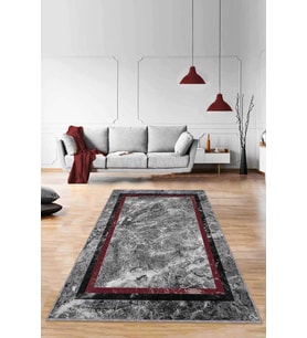 Bordo Çerçeveli Kaymaz Taban Makinede Yıkanabilir Halı RV107 - 100 x 160 cm
