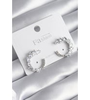 Pirinç Gümüş Renk Zirkon Taşlı Kadın Küpe TJ-BKP8510