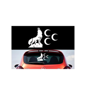 Uluyan Bozkurt Üç Hilal Oto Sticker 32*22 Cm