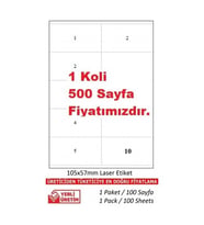 A1 Etiket Lazer Etiket tw-2610 100 A4 Sayfa Laser Etiket  105 x 57 mm Boyutunda 1 A4 Sayfada 10 Etiket